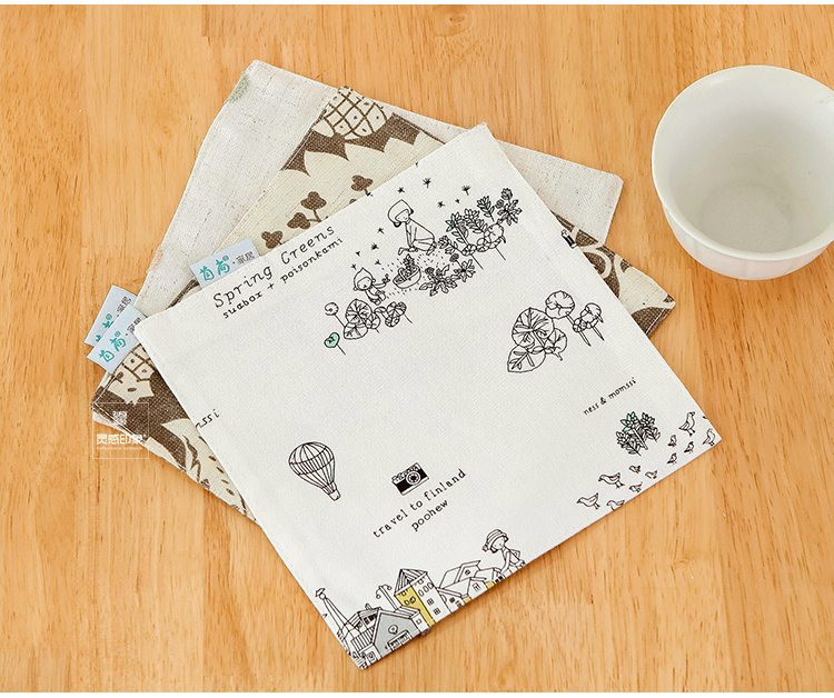 Placemat cotton linen nghệ thuật cách nhiệt thực phẩm phương tây chống bỏng coaster bảng mat nhà vuông tách trà mat bảng vải ảnh