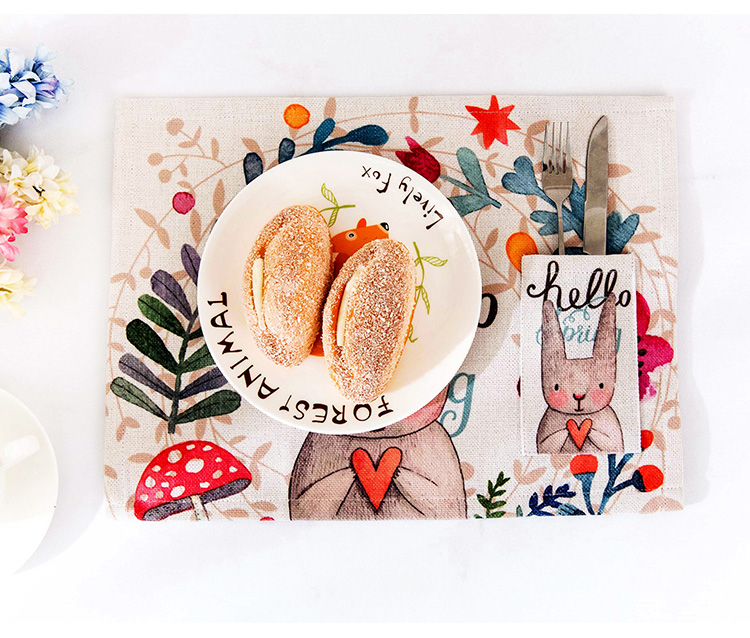 Phim hoạt hình thỏ pocket creative bảng pad cotton linen nghệ thuật bàn cà phê cách nhiệt coaster nhỏ tươi bữa ăn tấm vải đệm