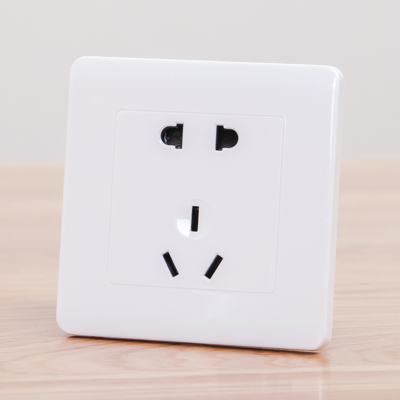 Five-hole socket 86 type elegant white wall switch socket household 10A two-three-pole five-eye power socket