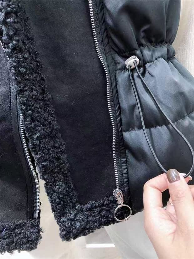 Mùa thu và mùa đông thủy triều khâu lông cừu ve áo xuống cotton nữ phiên bản châu Âu eo thon vòng một bánh mì quần áo thời trang nữ