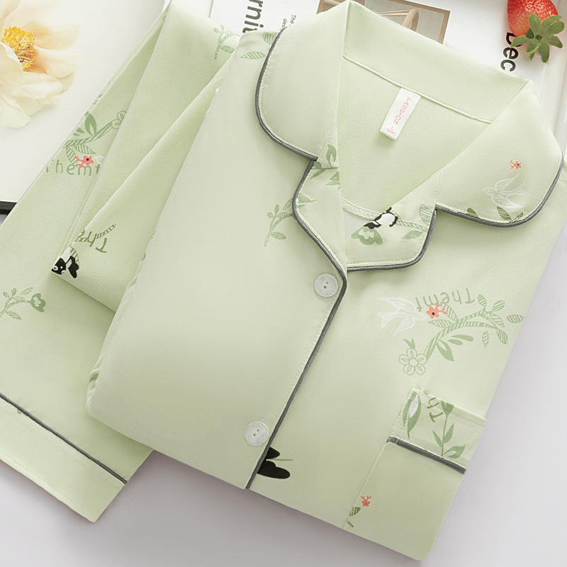 Women's Pajamas with Breast Pads 2026 New Autumn and Winter Long-Sleeved Long Pants Cardigan Spring Wear Spring and Autumn Pure Cotton Home Wear Women's Pajamas with Breast Pads 2026 New Autumn and Winter Long-Sleeved Long Pants Cardigan Spring Wear Spring and Autumn Pure Cotton Home Wear