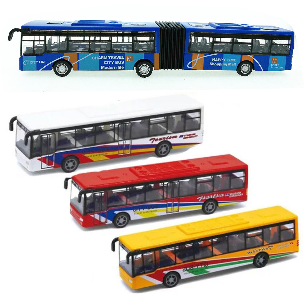 Alloy car pullback double-section bus Double-decker big bus car model bus Neutral children's toy car