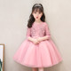 Girls' haute couture light luxury princess dress, flower girl's fashionable wedding dress, birthday host performance outfit, bean pink spring and summer