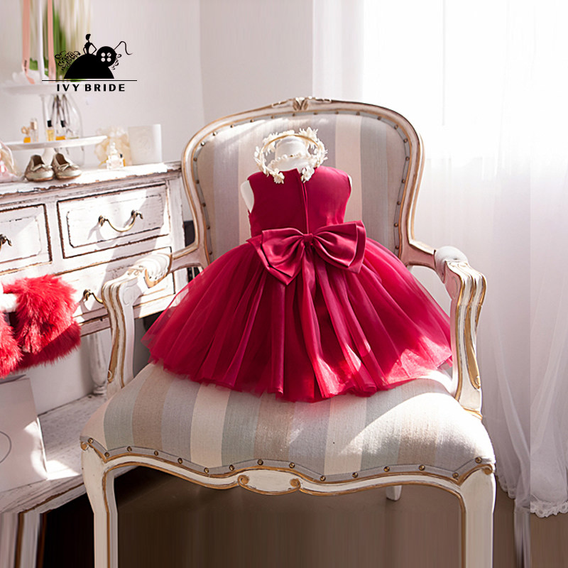 Princess dress girl's puffy dress for children's gown flowers baby boy's birthday holiday to serve the spring and summer evening gown