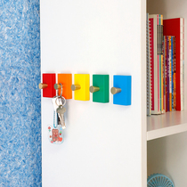 Simple creative colorful solid wood brass single small sticky hook entry door entrance cabinet mask key storage hook