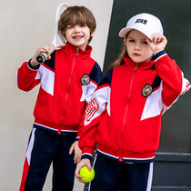 Childrens school uniform spring and autumn clothing pupil clothing British wind suit kindergarten suit spring and autumn sports meeting red