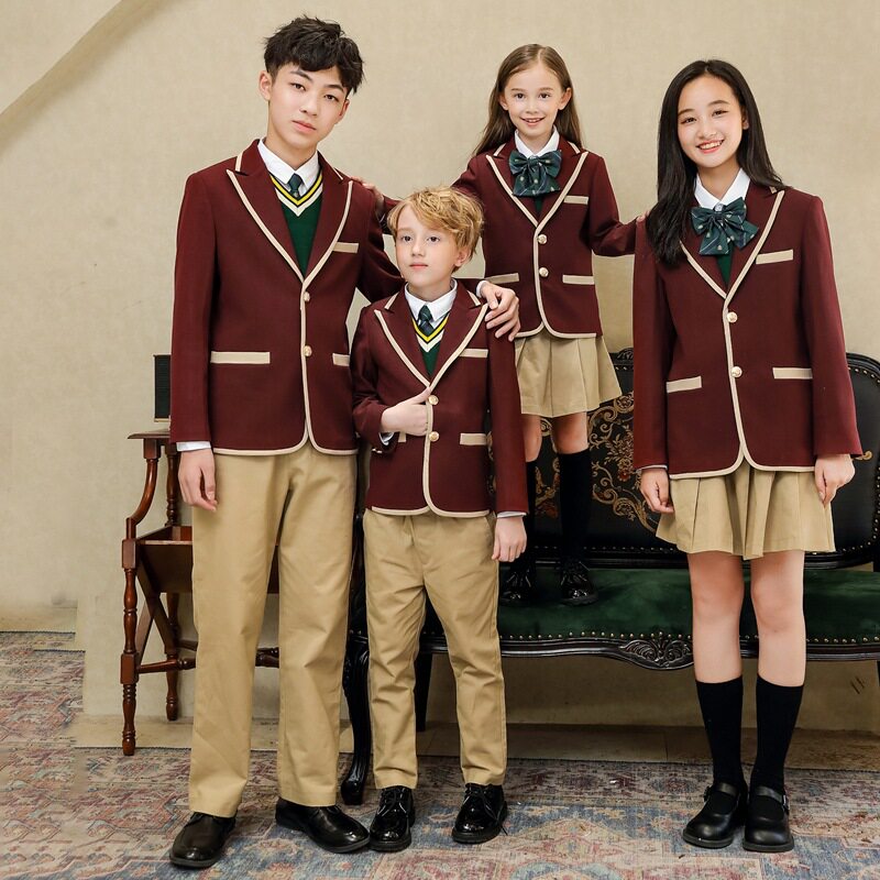 New style kindergarten uniforms, class uniforms, British spring and autumn suits, boys and girls suits, personalized custom student graduation dresses