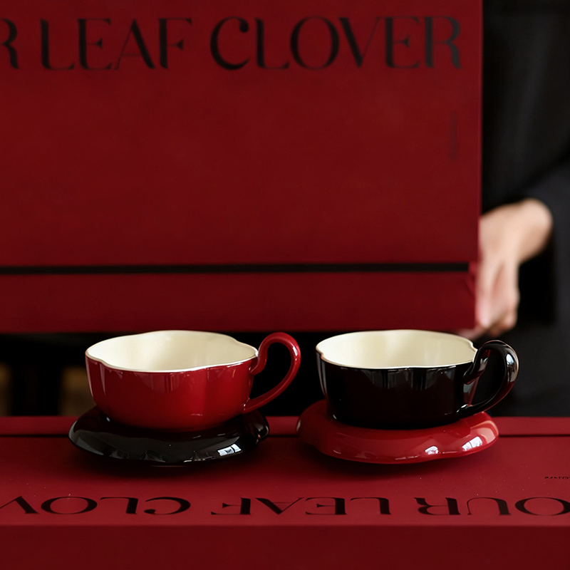 European-Style Coffee Cup Set, High-End Birthday Gift, Housewarming Gift, High-End Ceramic Couple's Matching Cup Gift Box