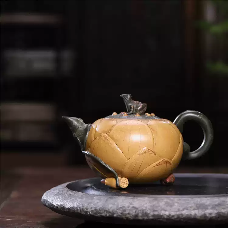 宜興原礦紫砂壺茶壺名家純手工三足蓮子青蛙泡茶壺茶具-淘寶Taobao | 天