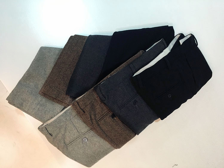 Mỹ retro tweed len xương cá len thẳng chân quần hẹp nam Slim chân nam quần quần thun dài nam