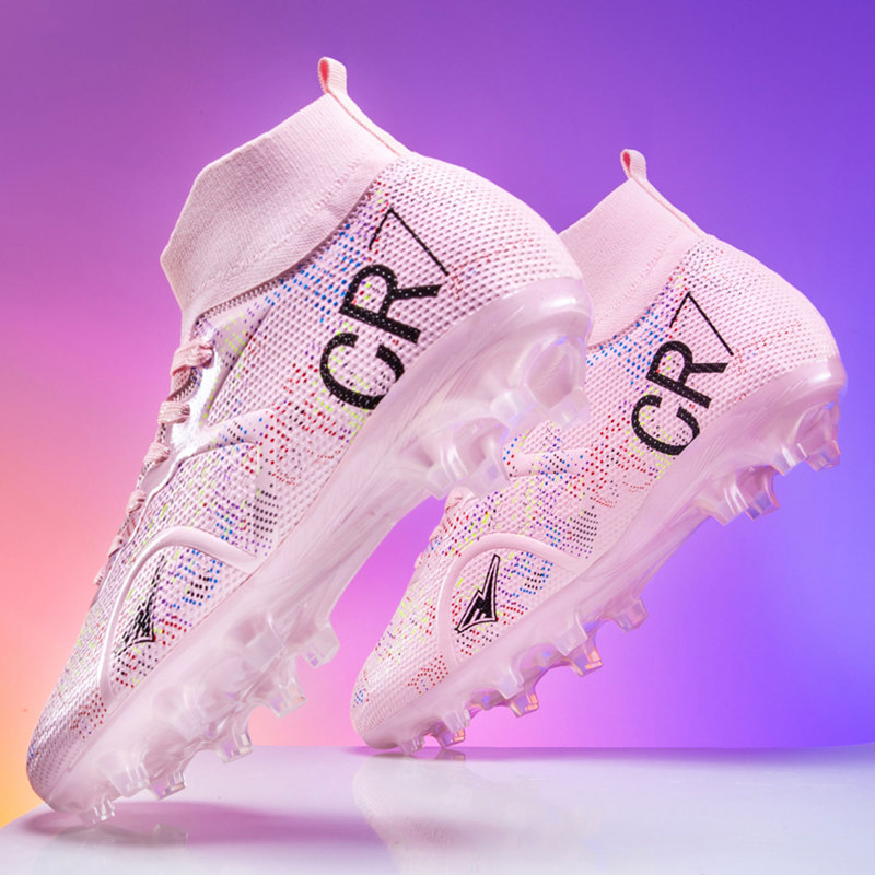 New High-Top Football Shoes Cr7 Kidsren's Long Spike Competition Shoes for Boys and Girls, Adult Ag Students, Non-Slip and Wear-Resistant Training
