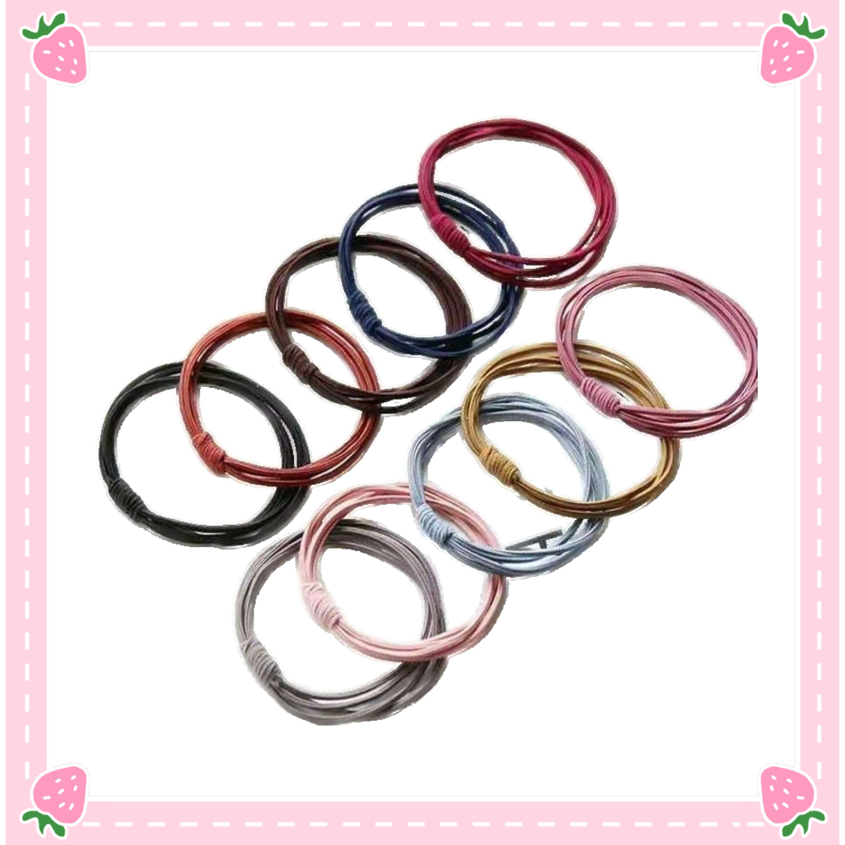 【ストロベリーライフスタイルストア】韓国風無地ヘアゴム、4WAY高伸縮ヘアゴム（学生向け）