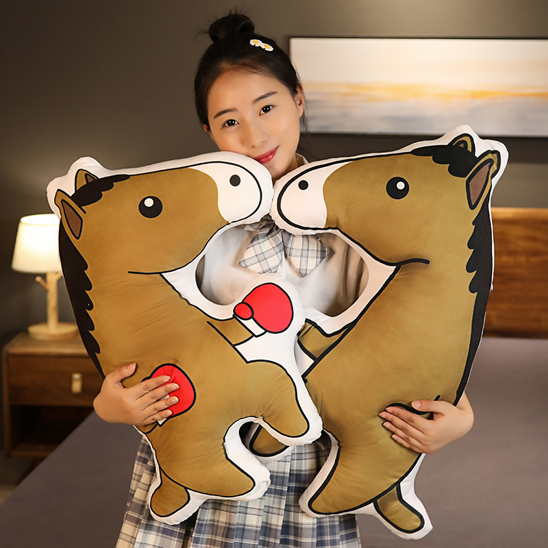 Funny horse pillow doll play you sand sculpture horse doll cushion rag doll plush toy New Year Valentine's Day gift