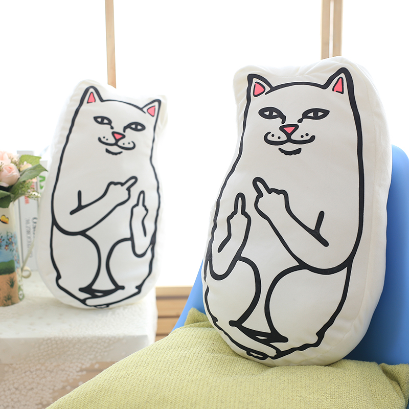 Super cute little cat middle finger cat pillow doll cat doll cute plush toy birthday gift for girls boys
