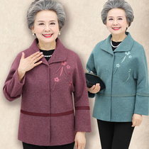 Grandma spring and autumn woolen coat middle-aged and elderly womens autumn woolen coat 60-year-old 70-year-old short coat clothing