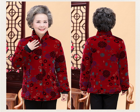 Áo khoác mùa đông cho phụ nữ trung niên và bà già 60-70-80 tuổi Quần áo cotton mùa đông cho mẹ áo dạ trung niên