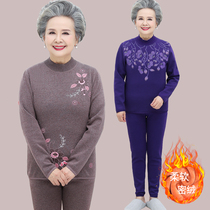 Middle-aged and elderly womens winter sweater plus velvet thickened 60-70 years old 80 mother wife grandmother warm set
