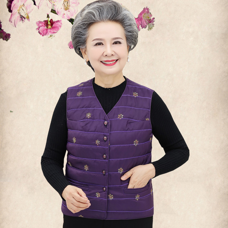 Middle-aged and elderly winter vest female 60-70-year-old mother autumn and winter cotton vest 80-year-old grandma wear winter vest