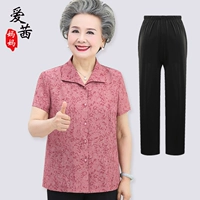 Phụ nữ trung niên và cao tuổi mùa hè áo sơ mi ngắn tay mẹ mùa hè phù hợp với bà già mùa hè quần áo mỏng bà già - Phụ nữ cao cấp áo kiểu nữ trung niên