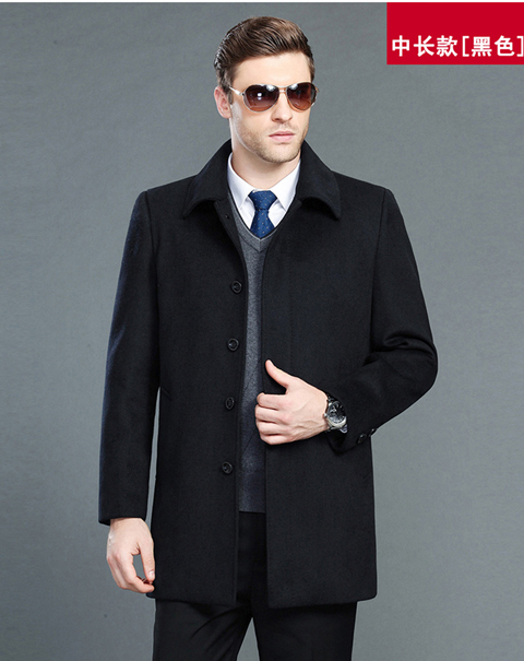 Mùa thu và mùa đông Pierre Cardin trong phần dài của áo khoác cashmere cho nam trung niên áo len cỡ lớn áo khoác len Nizi áo rét nam