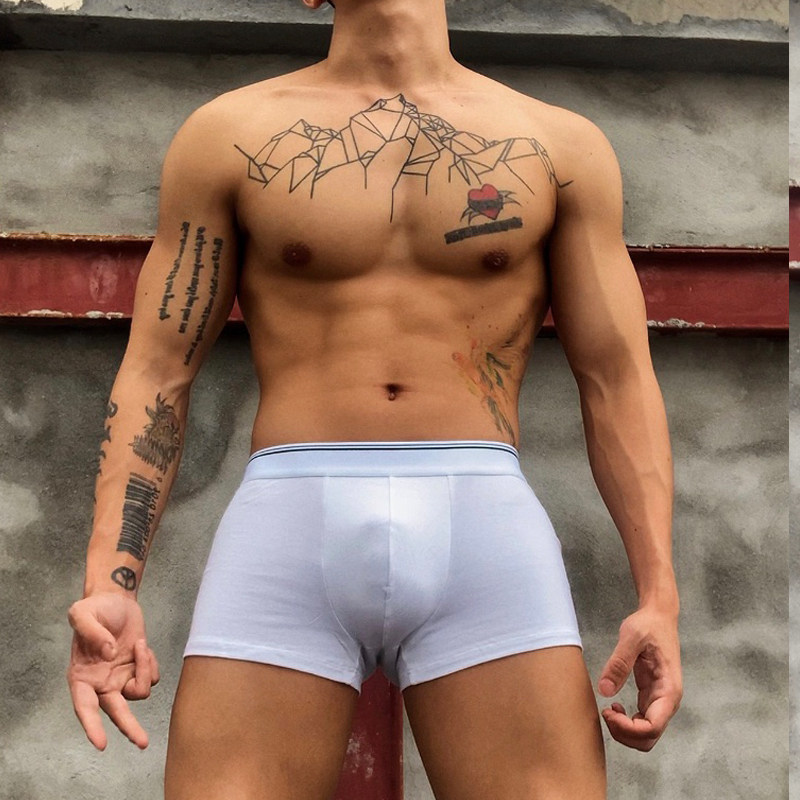 White underwear men's cotton pants sexy comfortable breathable pure cotton sports youth pure colored quadruple pants