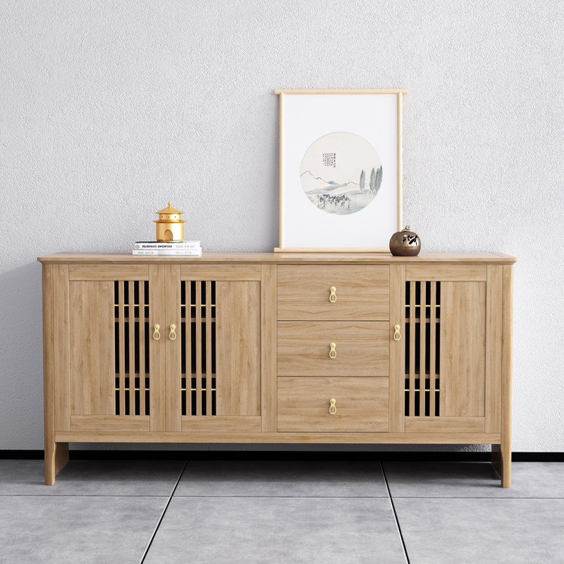 Solid Wood Frame Dining Cabinet Modern Simple Dining Room Wine Cabinet Tea Water Cabinet Living-room Side Cabinet Storage Containing Cabinet Kitchen Bowl Tray Cabinet