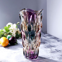 Nordic modern flower arrangement vase Lily flowers dried flowers Hydroponic large mouth household glass ornaments living room Fuguizhu