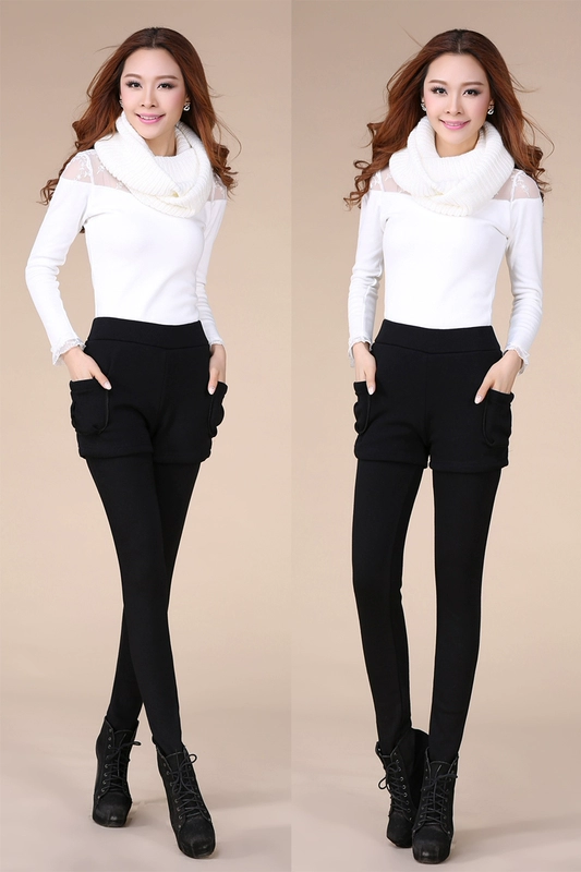 Quần legging nữ mùa đông 2017 mới nhung mỏng Plus Quần nhung dày trung niên 40-50 tuổi mẹ mùa đông