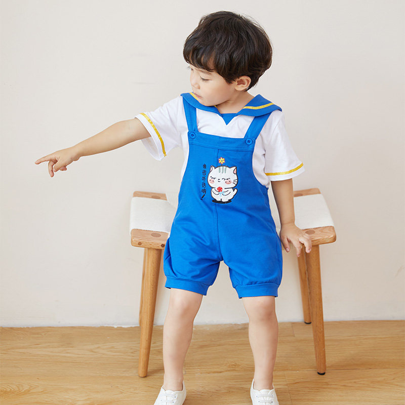 Summer new children's thin short sleeves Baby Bag Pants Pants Cute Loose two sets of foreign men and women tong wear