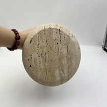 Natural travertine glass door handle marble oval wooden door handle shop light luxury wabi-sabi style door handle