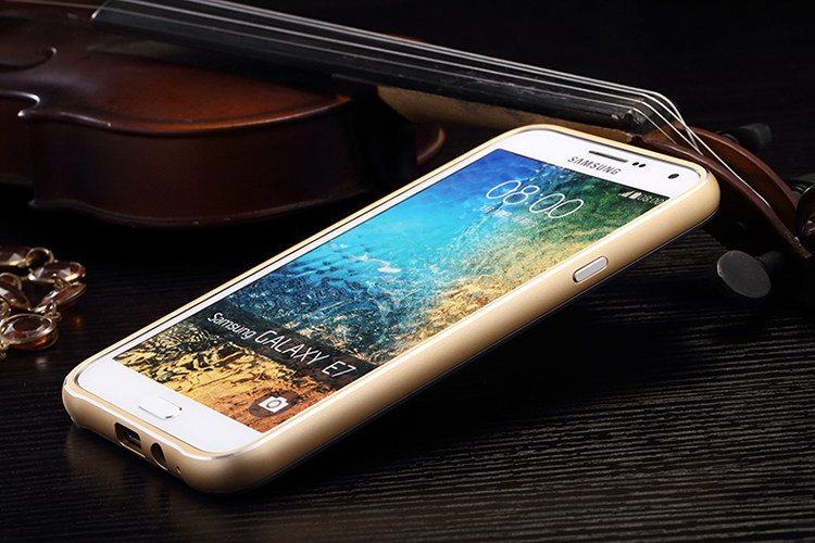 Luphie Aircraft Aluminum Metal Frame 9H Tempered Glass Back Cover Case for Samsung Galaxy E7 E7000