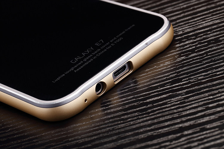 Luphie Aircraft Aluminum Metal Frame 9H Tempered Glass Back Cover Case for Samsung Galaxy E7 E7000