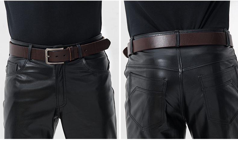 Quần da Sequoia Long Qiu Dong Hained Leather Men Nam trung niên Nam thẳng kinh doanh Windproof Down xe máy Quần da thông thường quần jean nam