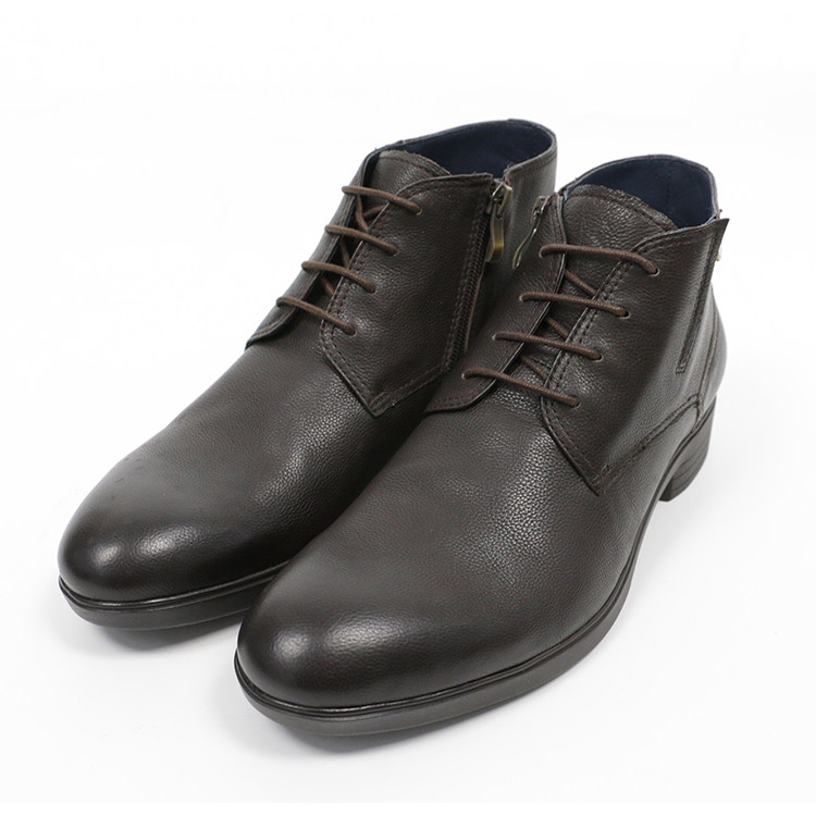 Special 599-GF Coffee Color Lacing High Cylinder Casual Leather Shoes Side Pull Chain Design Trendy Fashion Bull Leather