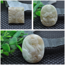  Carved collection]Nanyang jade Dushan jade old material Dushan dragon Guanyin antique jade brand pendant mens and womens pendants