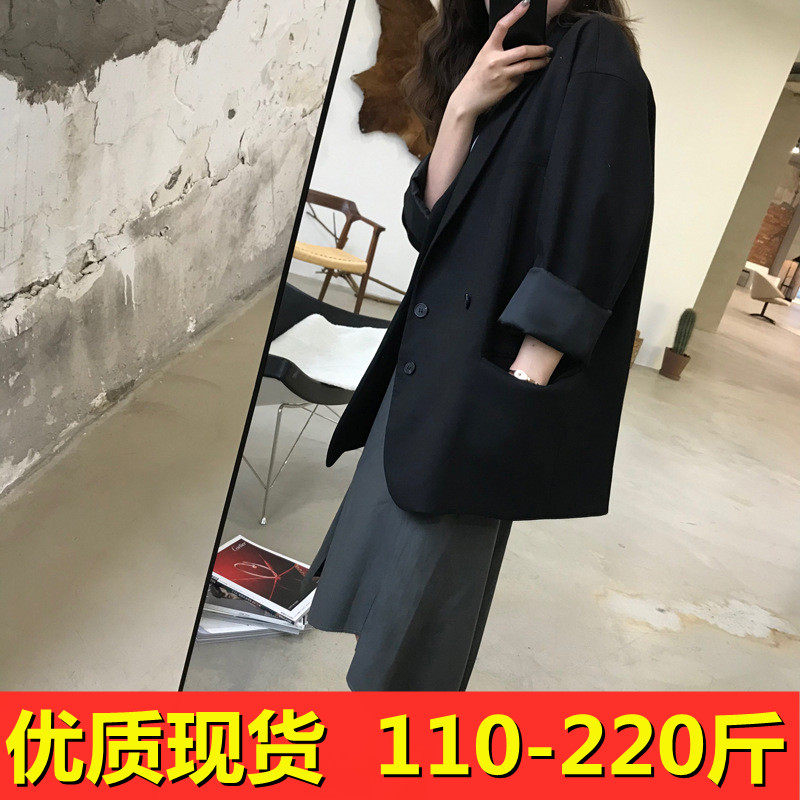 Advanced Sense Thin Style Suit Jacket Woman Fat mm200 Jin Spring Summer New Han Version Loose Design Sense Casual West Suit