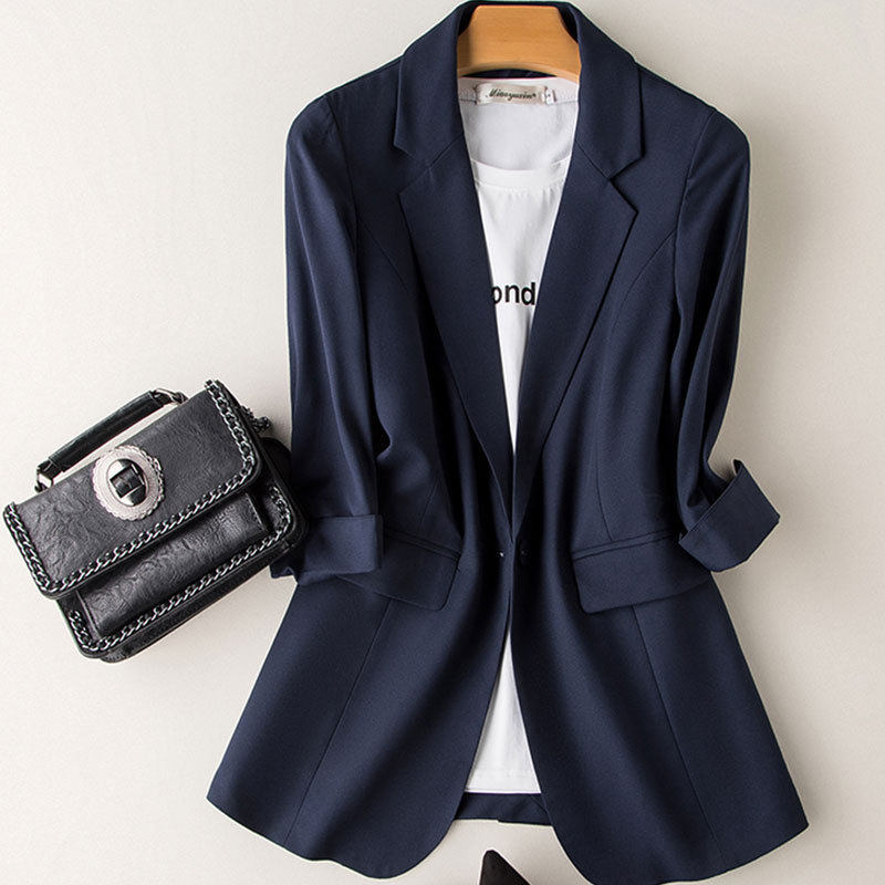 Summer thin section 70% sleeves small suit jacket woman fat mm200 catty fashion Temperament Professional West Suit Blouse-Taobao