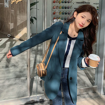 Spring dress new small suit jacket women fat mm200 kg large size loose thin long casual professional suit