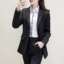 Large size professional wear small suit jacket female fat mm200 kg Korean version of self-cultivation temperament interview work black suit