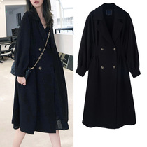 Spring new large size windbreaker female fat mm200 kg long fat sister fashion waist slim suit jacket