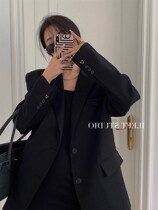 2021 Spring and Autumn new large size small suit female fat mm200 kg senior sense black loose fried street suit coat