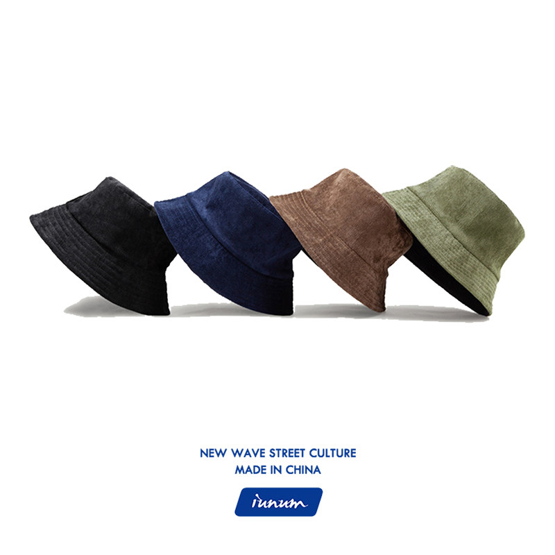 Tide brand retro corduroy fisherman hat male and female ins tide couple double-sided all-match Japanese basin hat sun protection sun visor