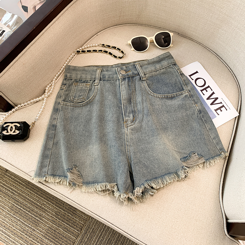 Big Brand Buyer's Store! Vintage Washed Blue Thin Denim Shorts for Women, New Summer Style, Irregular Hot Pants for Street Style