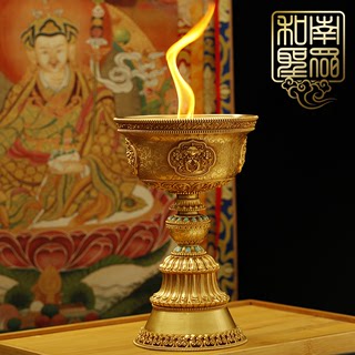 Large Nepalese pure copper oil lamp liquid butter ghee lamp seat Tibetan Tantra Tanta Eight auspicious Buddha in front of Changming for the candlestick