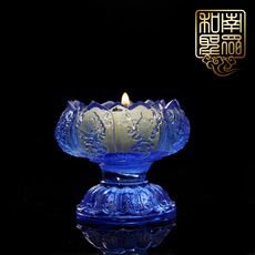 подсвечник 包邮家用佛堂古法琉璃莲花灯佛灯蜡烛台酥油灯座八供水杯贡碗小号