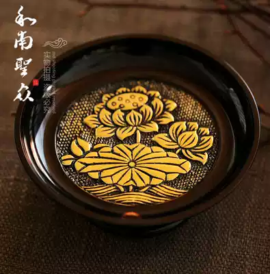 Buddha hall supplies Fruit plate for Buddha plate 6 7 8 inch fruit plate Fruit basin Pure copper Taiwan lotus offering plate