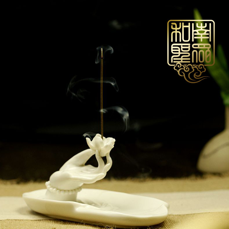 White porcelain lotus bergamot pinch flower ceramic ornament line incense stick incense stick incense stick incense burner incense burner agarwood insert