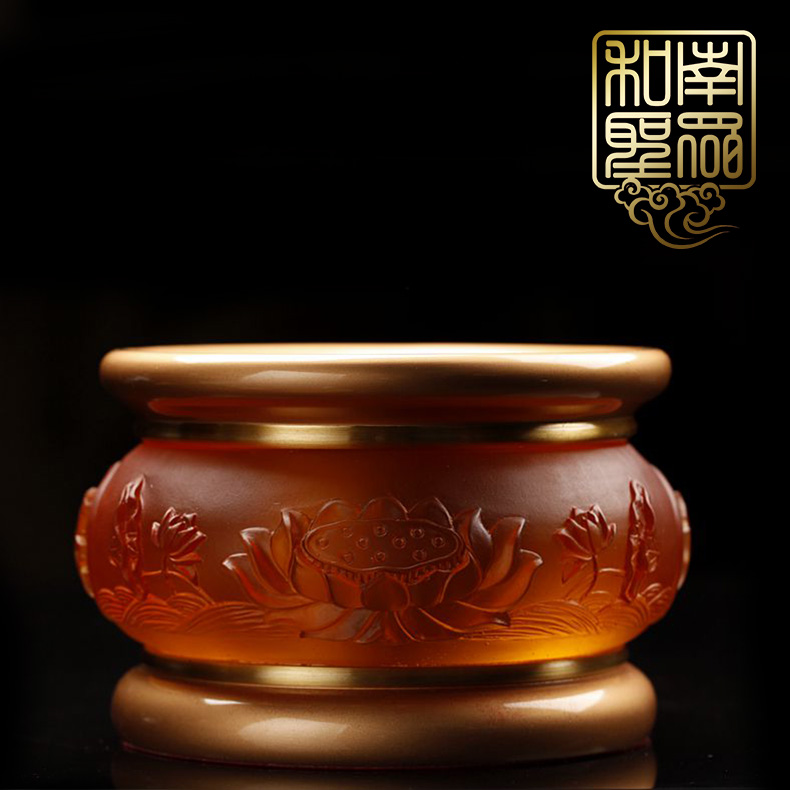 For incense stove Buddha Hall for Sunken Incense Wire Incense Stove Stand Incense Stove Seven Precious glazed Relief Buddha Words Lotus Incense Stove