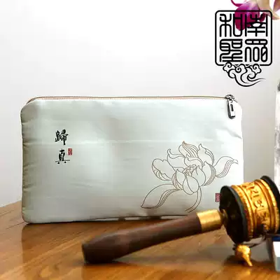Ancient style Zen Weaving embroidery cosmetics jewelry bag mobile phone bag coin wallet Buddhist beads rosary storage bag play plate bead bag