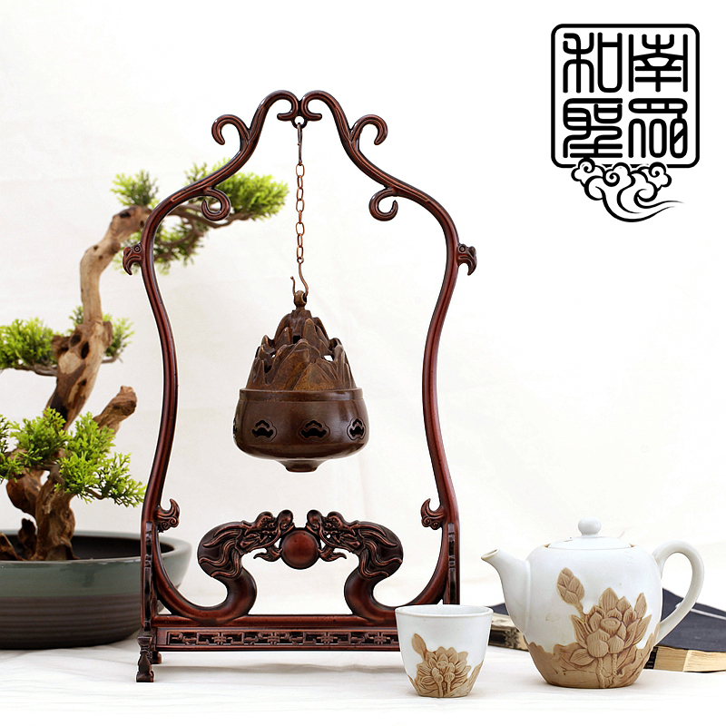 Home Lavender Tea Road Pendulum Pieces Gift Backturn Boshan Roast Duck Stove Imitation Ancient Pure Bronze Incense sandalwood Incense Hanging Stove